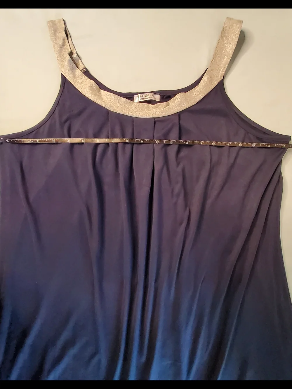 Navy Sleeveless Sleep Gown with Grey Trim - Women's Top - Picture 5 of 6